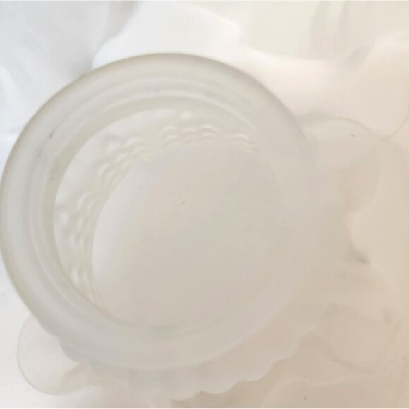 Set Of 4 Frosted Glass Lamp Shades With Ruffled Edge & Textured Pattern - Picture 6 of 6